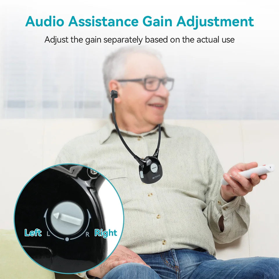 Retekess TA008 TV Hearing Aid Headphone Wireless TV Headset System 2.4GHz Wireless Headphone for Seniors 3 Tones Dual Batteries