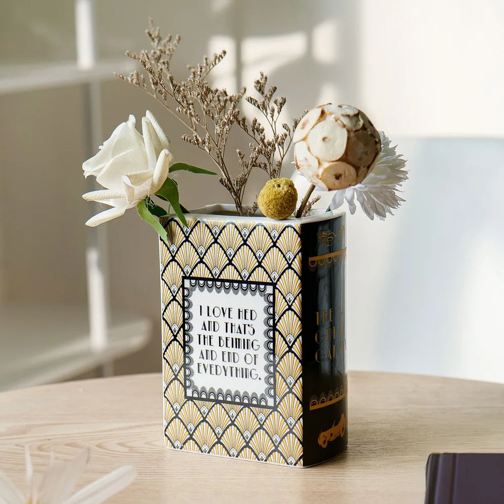 Ceramic Book Vase Pride and Prejudice Cute Bookshelf Decor Unique Gift for Book Lovers Home Interior Wall Shelf Decoration House