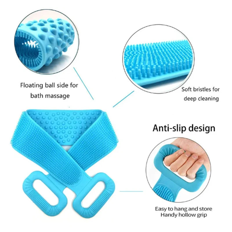 Body Silicone Brush Scrub Body Exfoliating Sponge Brush Bathroom Shower Back Brush Bath Scrub Clean Tool Stain Removal Bath Belt