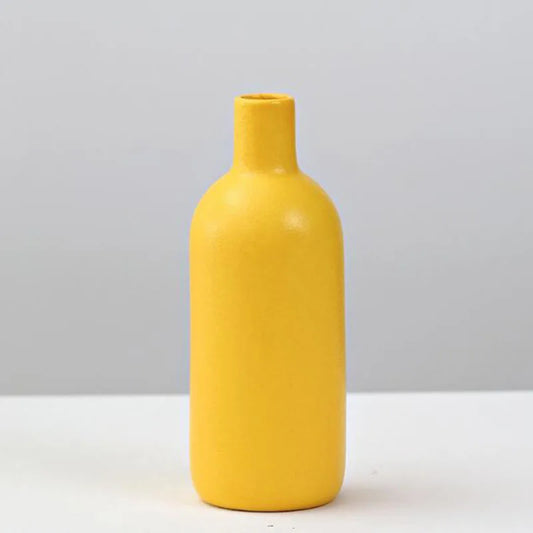 Porcelain Yellow Color Flower Vase Decoration Living Room Flower Arrangement Container Hydroponics Vase Plant Pot Gardening Art