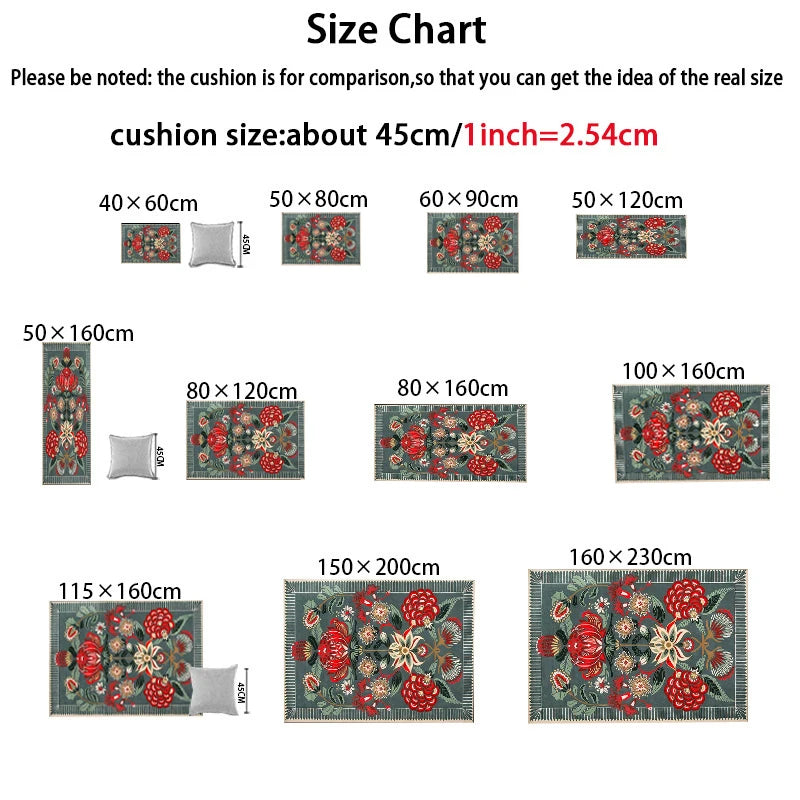 VIKAMA Bohemian Machine Washable Living Room Carpet Soft Non-Slip Ethnic Style Bedroom Cloakroom Carpet Foldable Home Decor