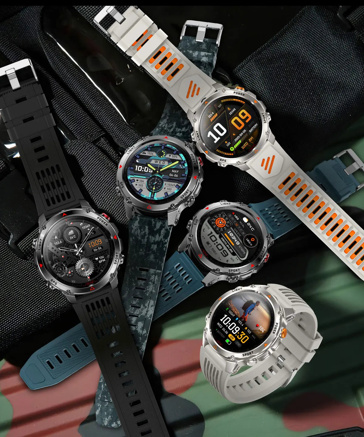 New T-Rex3 1100mAh Large Battery Durable Adult Smart Watch 1.7-inch GPS trackr Compass 5ATM Waterproof BT Call Sports Smartwatch