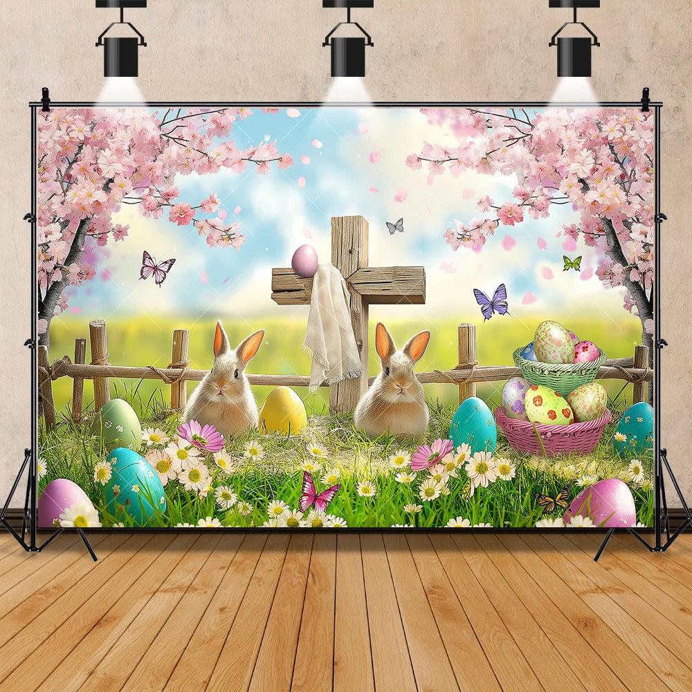 Easter Jesus Communion Cross Theme Banner Shooting Background Cloth, Children Birthday Decoration Photography Studio Background