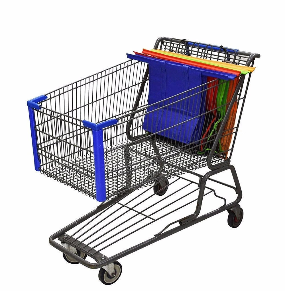 4Pcs/set Foldable Cart Trolley Supermarket Shopping Storage Bags Reusable Eco-Friendly Grocery Shop Handbag Nonwovens Tote Bag