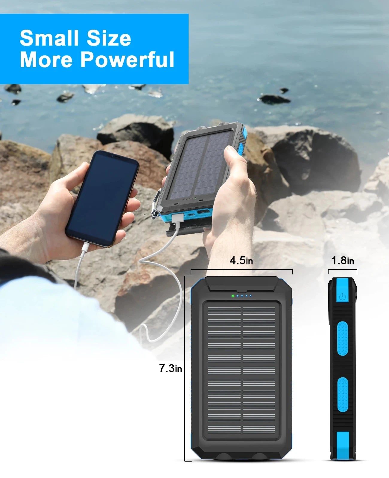 Gaiaray Dual USB Travel Large Capacity LED Lighting 30000mAh Solar Power Bank Camping Spare Power Outdoor Waterproof Power Bank