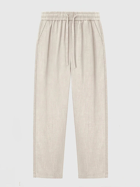 Straight Casual Cotton Linen Pants Men Wide Leg Lightweight Baggy Cotton Sweatpants Male Sport Jogger Straight Work Trousers