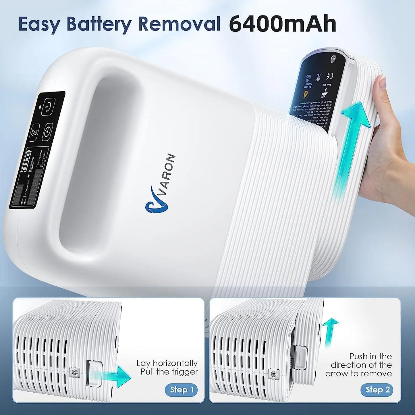 Varon Portable 93±3% 1-5 Level Oxygen Concentration Pulse Dual Oxygen Delivery Modes Removeable Battery For Outdoor Travel Use