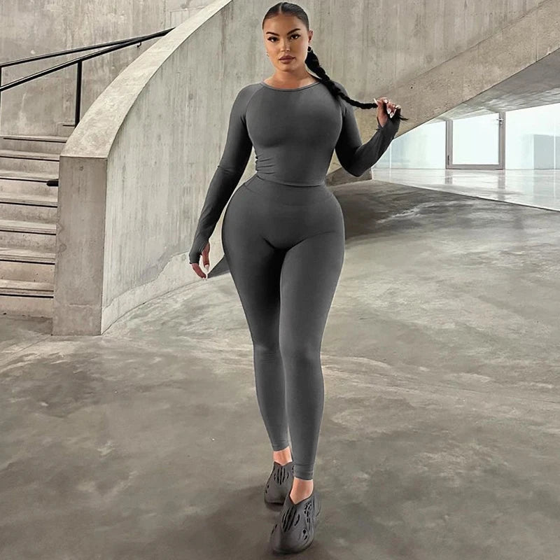 Dulzura Women 2024 Autumn Winter Long Sleeves Crop Tops Long Pants Two Piece Matching Sets Tracksuit Wholesale Items S3613114K