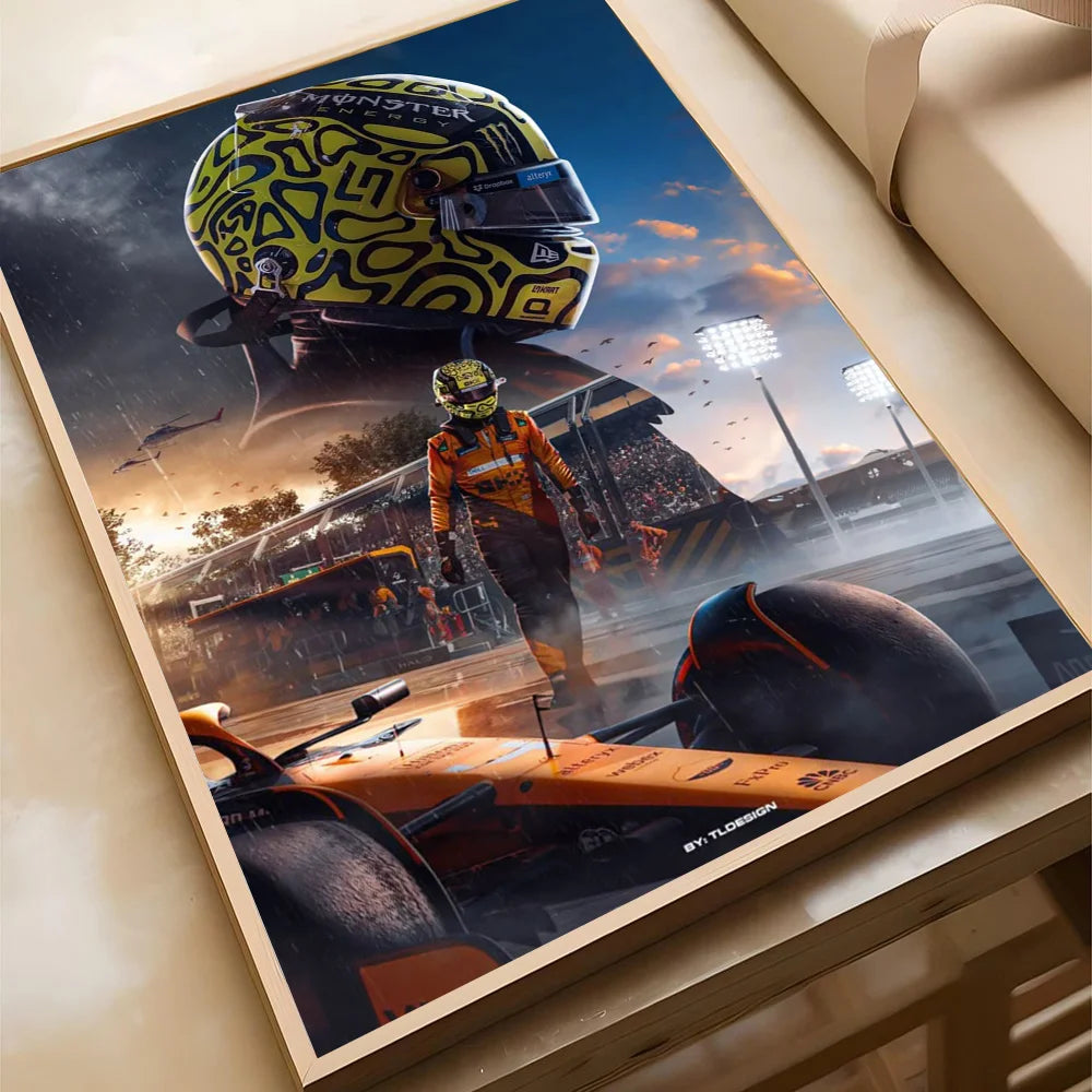 1pc F1 Formula 1 L-Lando Norris Poster Self-adhesive Art Waterproof Paper Sticker Coffee House Bar Room Wall Decor