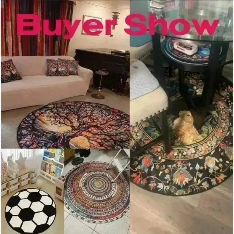 Minimalist Style Round Rug Non-Slip Circle Carpet for Living Room Floor Mat for Chair Coffee Table Bedside Decoration So Modern