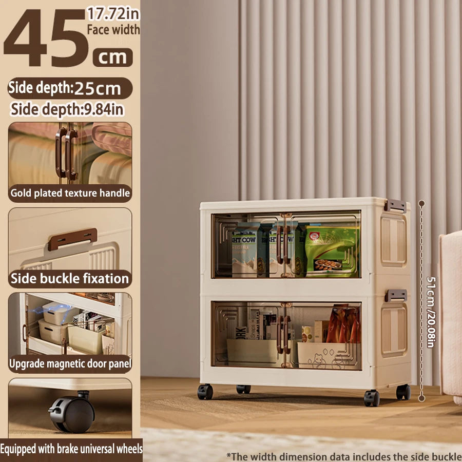 45/55/65cm Length Multifunction Storage Cabinet Large Capacity Foldable Easy-to-Install Storage Box Dustproof Wardrobe