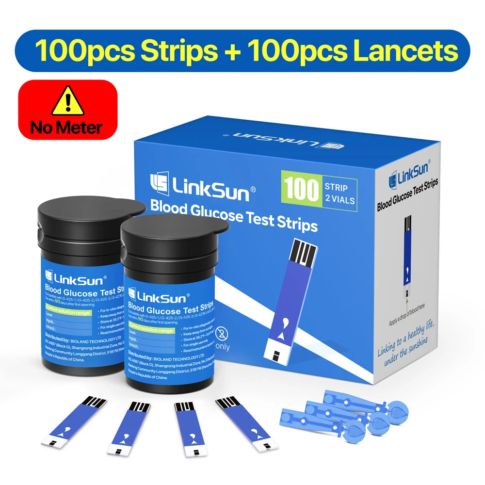 LinkSun Blood Glucose Meter G-425-3 Glucosemeter Kit No Code For Diabetes Tester 10/50/100pcs Strips Medical Blood Sugar Monitor