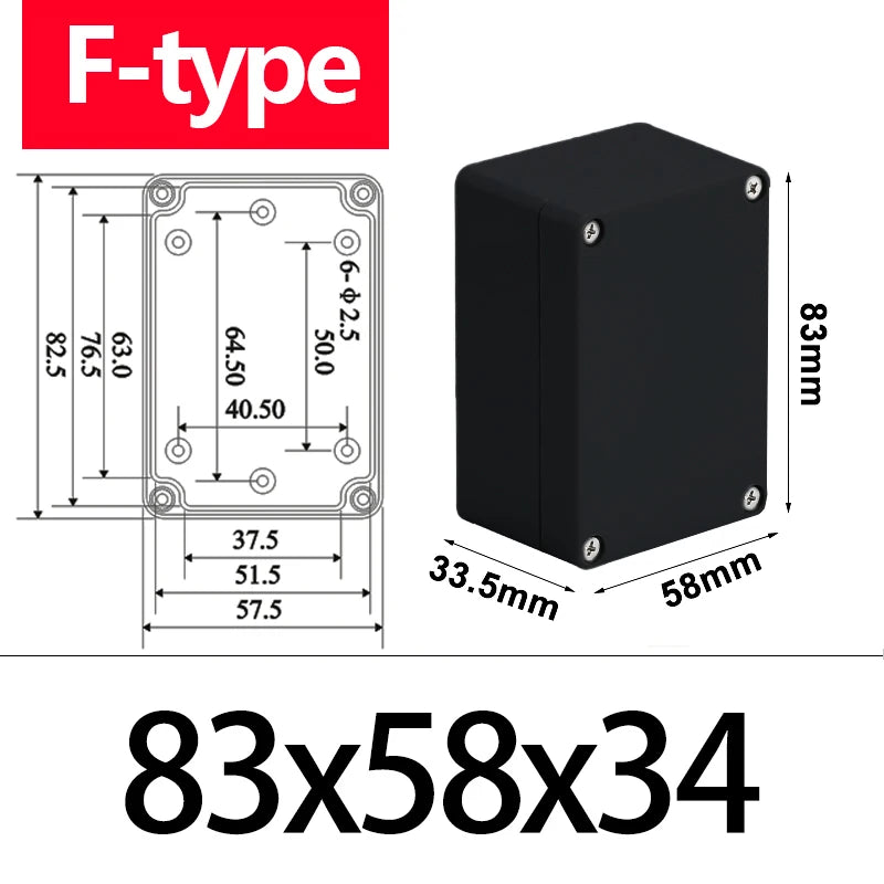 ABS Waterproof Box Housing Electronic Safe Case Plastic Boxes Black Wire Junction Box Plastic Organizer IP67 Waterproof Enclosur