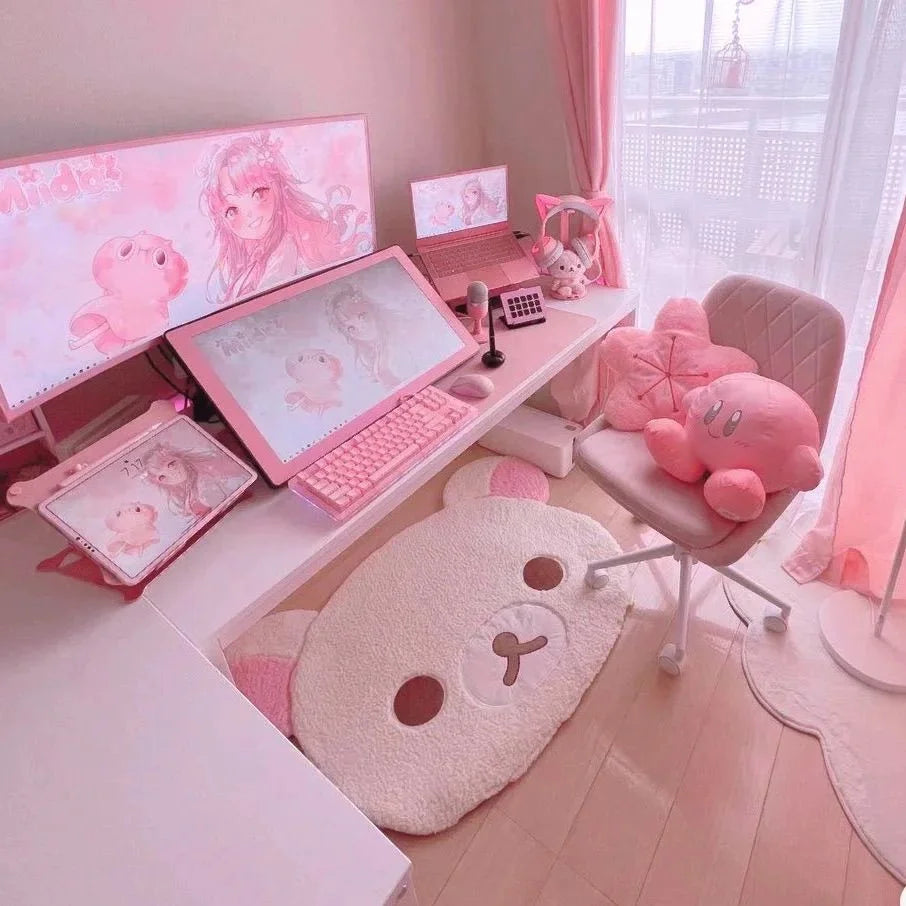 Kuna Bear Rilakkuma Carpet Relaxed Bear Cartoon Cute  Korea Floor Mat Bedroom Soft Plush Floor Mat Home Bedroom Bedside Carpet