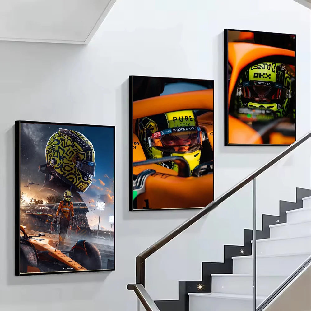 1pc F1 Formula 1 L-Lando Norris Poster Self-adhesive Art Waterproof Paper Sticker Coffee House Bar Room Wall Decor