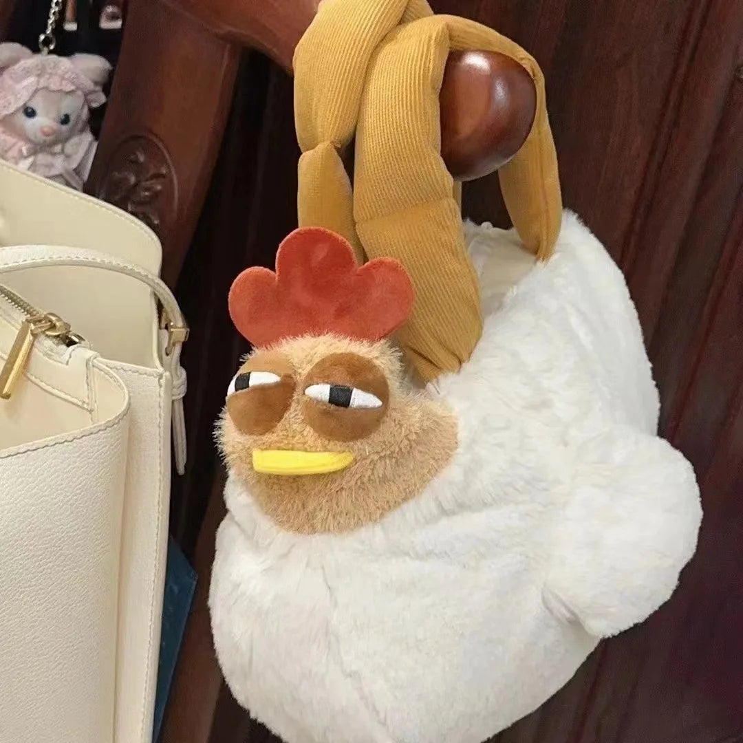 Creative Dozy Chicken Plush Bag Doll Pentant Squawk Alcoholic Chicken Soft Stuffed Cotton Plush Tote For Birthday Gift To Friend