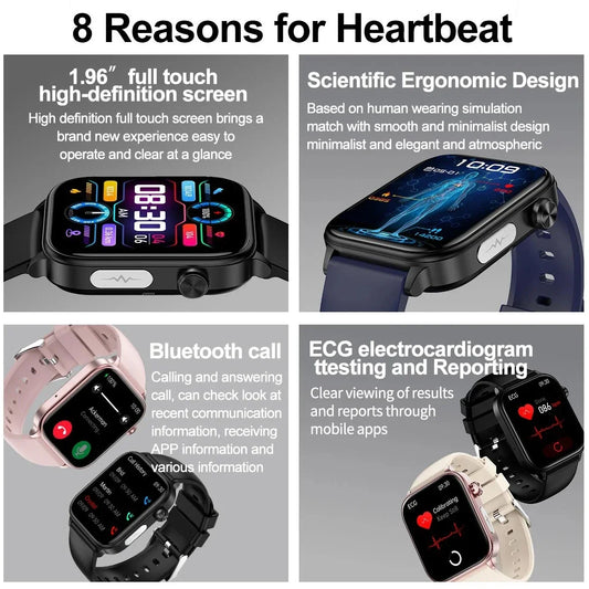 2025 New AI Diagnosis Blood Lipids Uric Acid Body composition Test Smart Watch For Men ECG+PPG Bluetooth Call Health Smartwatch