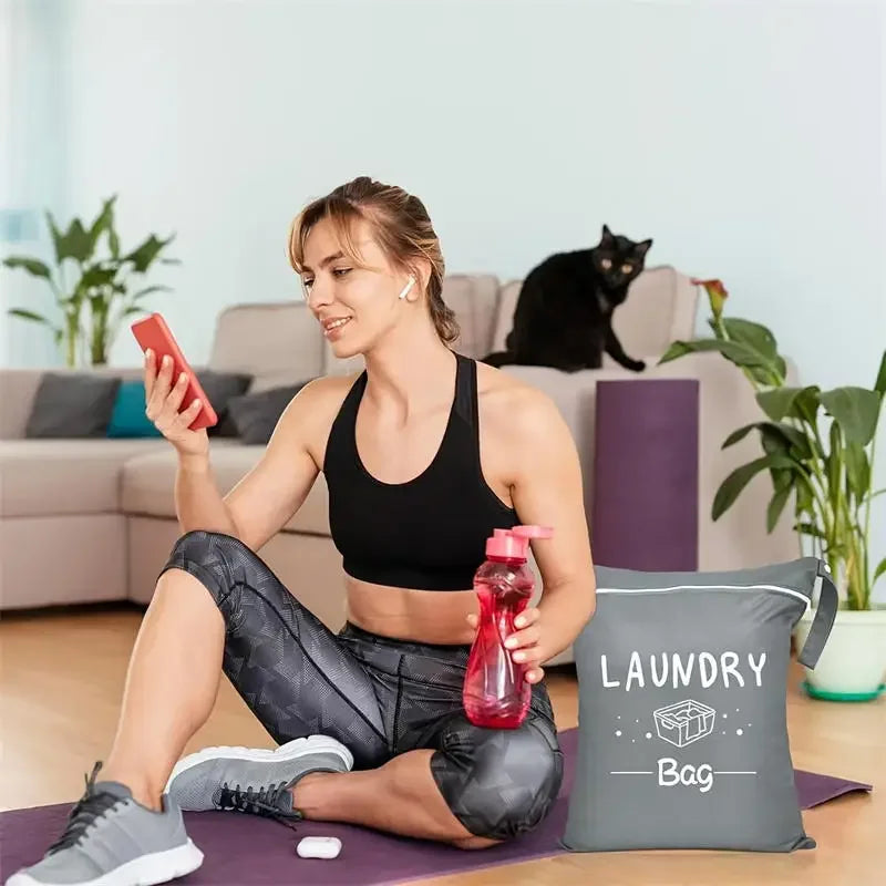 1pc Large Travel Laundry Bag Waterproof Washable Dirty Cloth Bag for Traveling Wet Dry Bag Bathing Suit Workout Bag