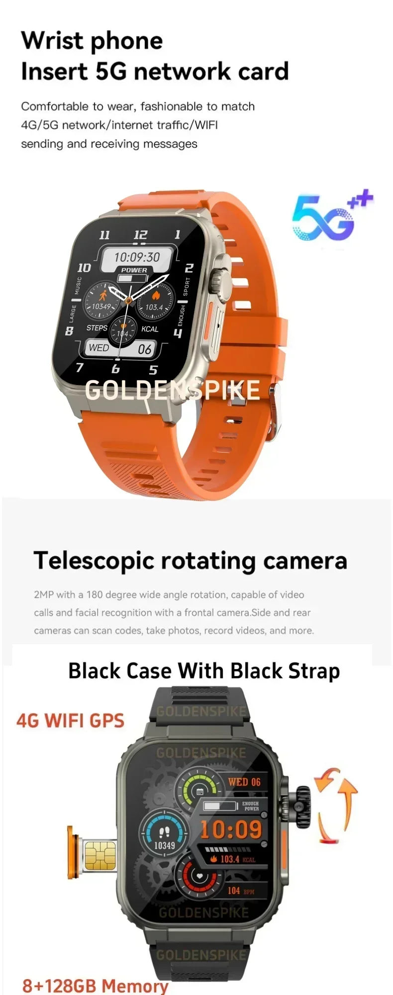 New Ultra Ai3 Smartwatch 4G Android Amoled HD Camera GPS WIFI Google Play Store App Download Game Bluetooth Smart Watch