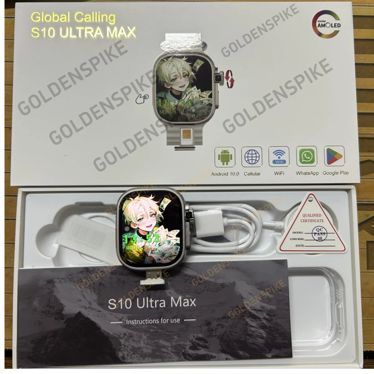 S10 Ultra Max Smartwatch 4G Android 10.0 2.2inch Amoled Rotary Camera Video Call GPS WIFI App Download S10 Ultra Smart Watch Men