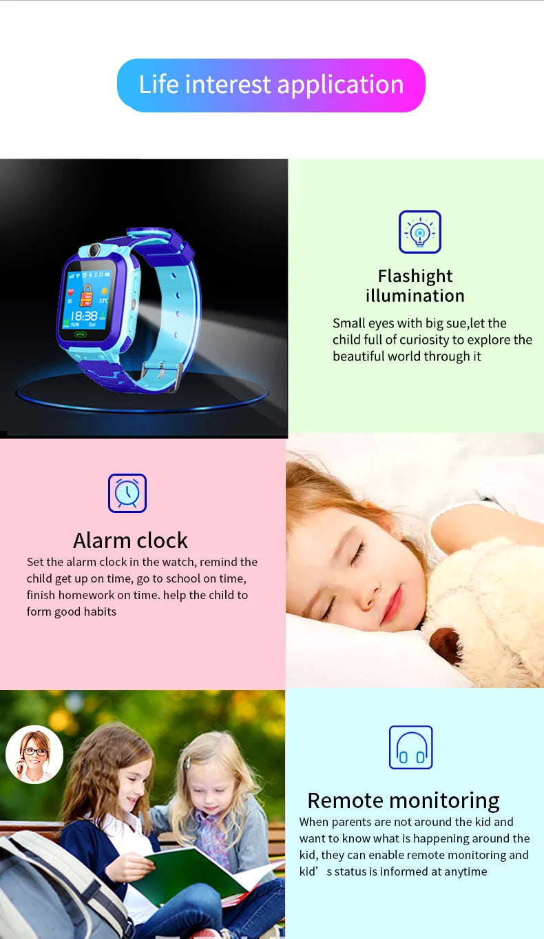 For Android Kids Smart Watch SOS GPS Location Video Call Sim Card For Children SmartWatch Camera Waterproof Watch For Boys Girls