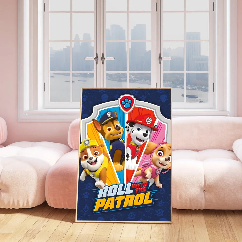 Cartoon P-Paw P-Patrol Intelligent Dog Poster Gallery Prints Self Adhesive Home Decor Decoration Wall Decals Living Room Sticker