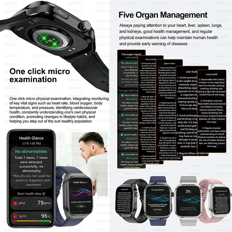 2025 New ECG+PPG Clock Smartwatch Men Uric Acid Blood Pressure Blood Oxygen Body Analysis Heart Health Monitor Smart Watch lady
