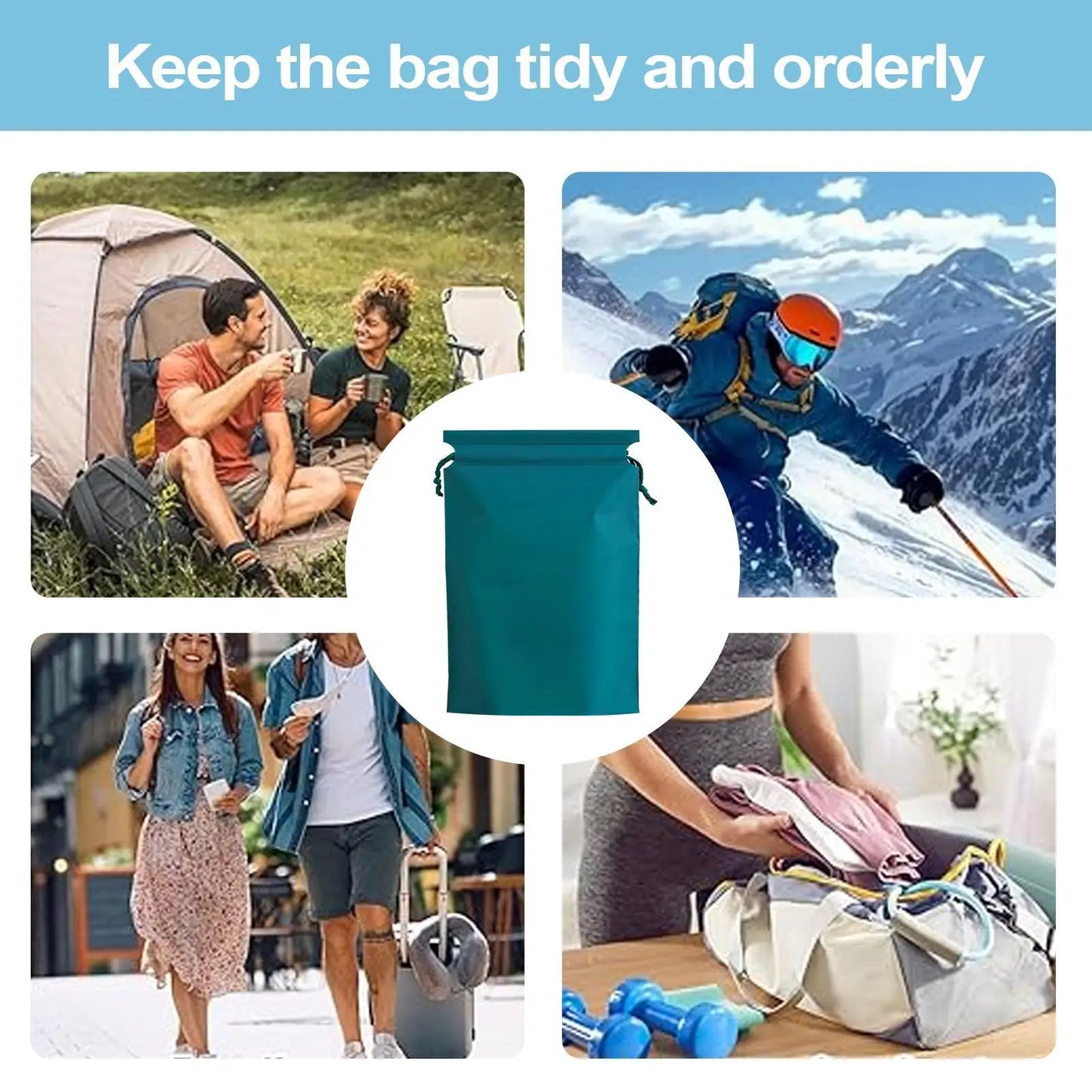 2 Pack Waterproof Drawstring Bags 30x20cm Reusable PE Pouch for Shoes Wet Clothes Outdoor Gym Swimming Travel Sports Storage Bag