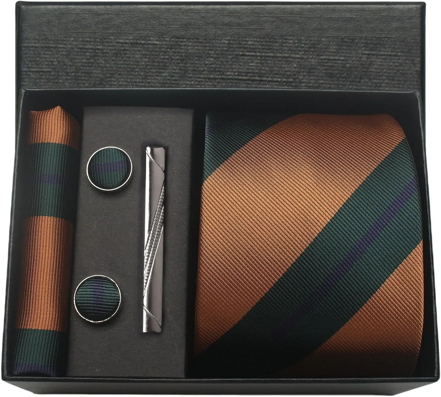 Classic 100% Silk Men's Ties In Gift box 8cm Plaid Dot Striped Business Necktie Handkerchief Cufflinks Wedding Party Tie Set