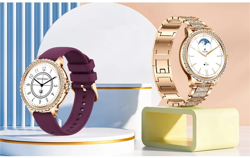 2025 New Fashion Women Smart Watch AMOLED HD Screen Sports Watch Health Heart Rate Voice Call Smart Watch For Android IOS