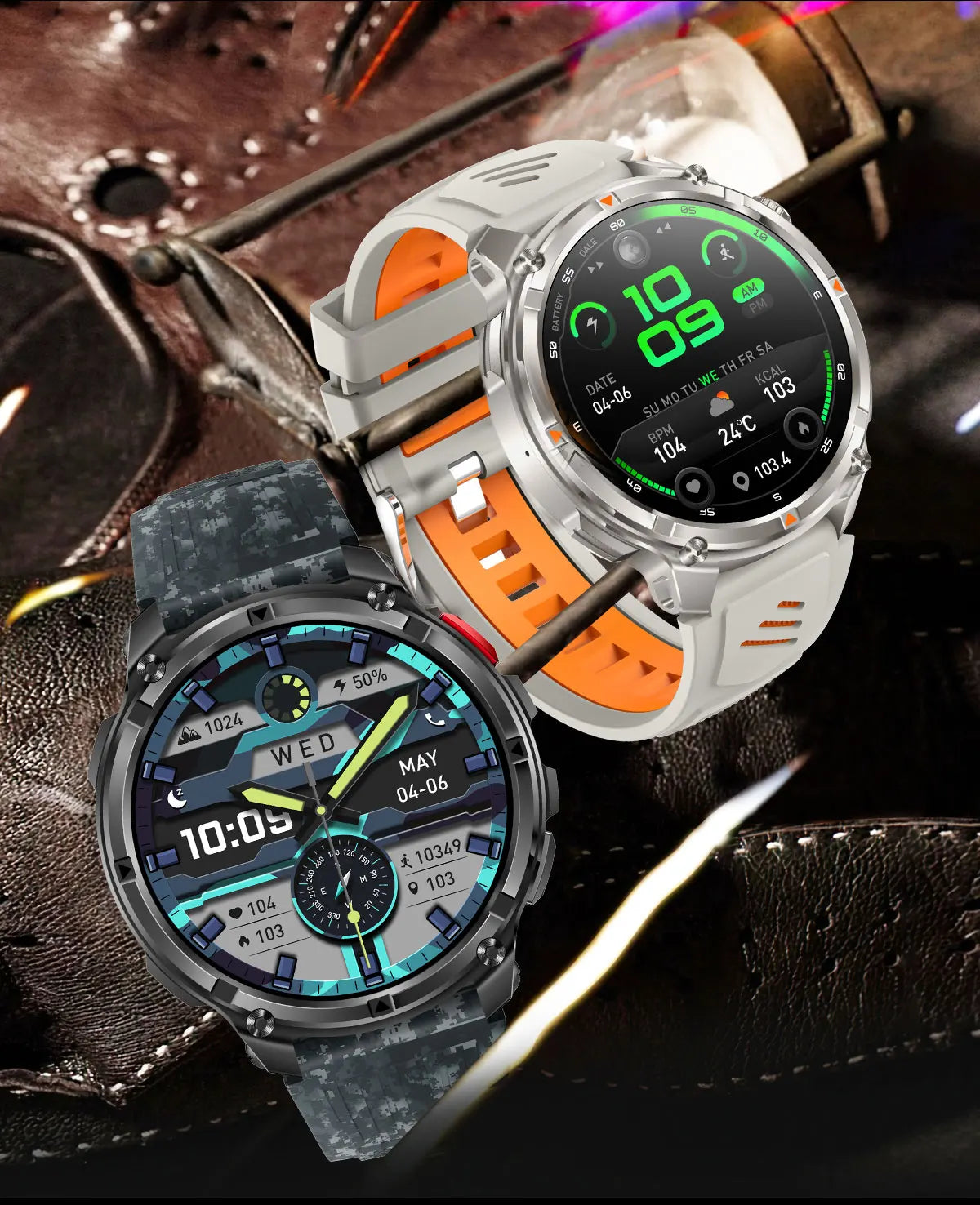 New T-Rex3 1100mAh Large Battery Durable Adult Smart Watch 1.7-inch GPS trackr Compass 5ATM Waterproof BT Call Sports Smartwatch