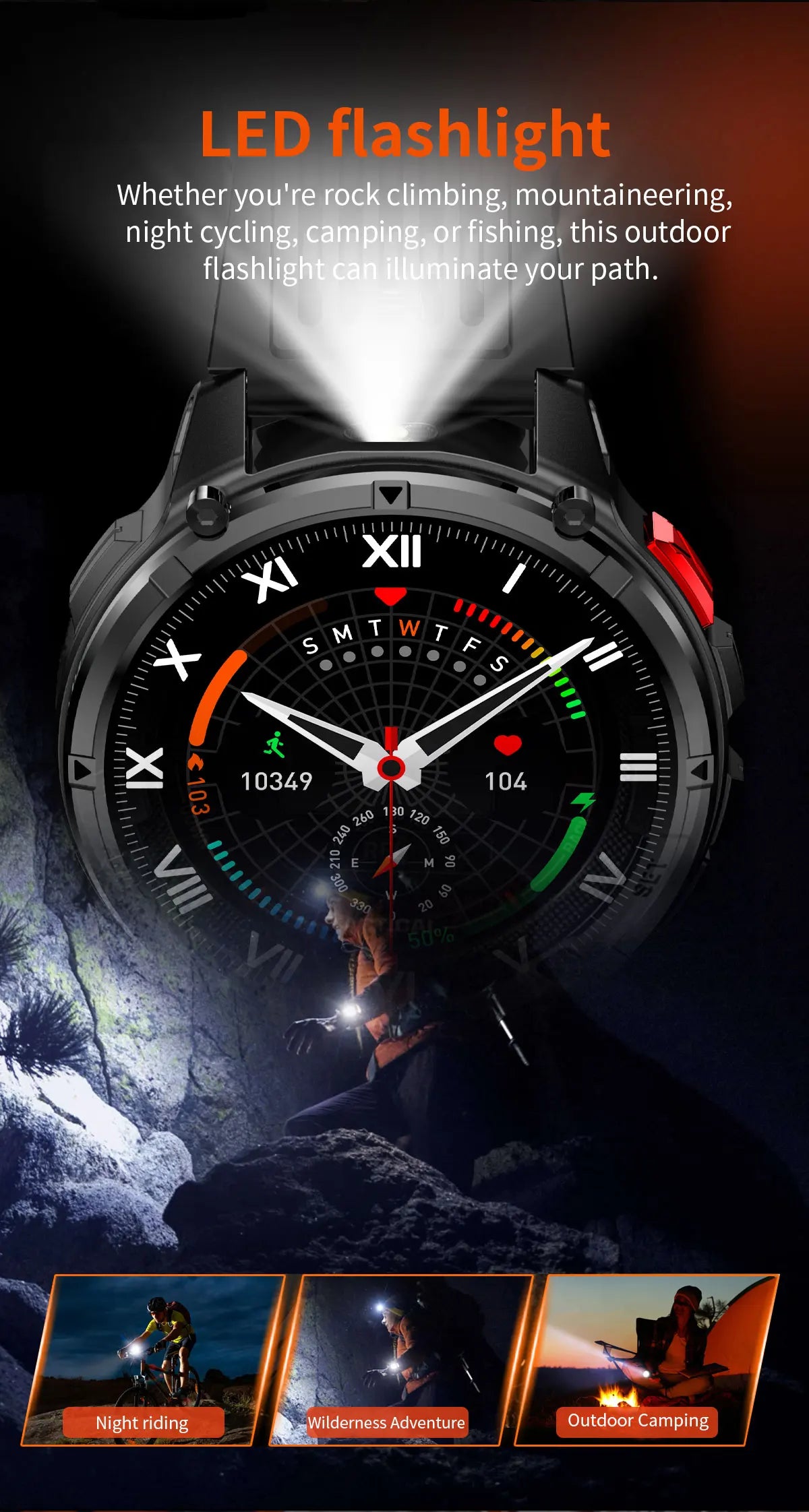 New T-Rex3 1100mAh Large Battery Durable Adult Smart Watch 1.7-inch GPS trackr Compass 5ATM Waterproof BT Call Sports Smartwatch