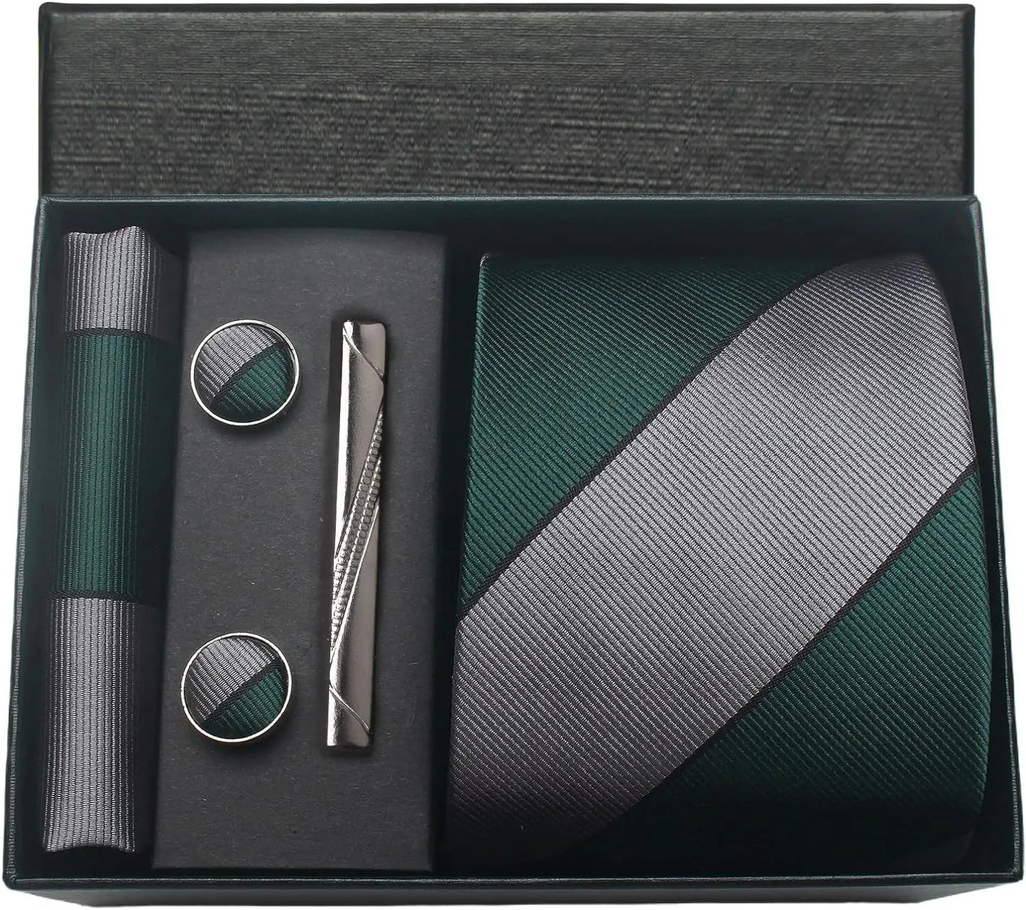 Classic 100% Silk Men's Ties In Gift box 8cm Plaid Dot Striped Business Necktie Handkerchief Cufflinks Wedding Party Tie Set