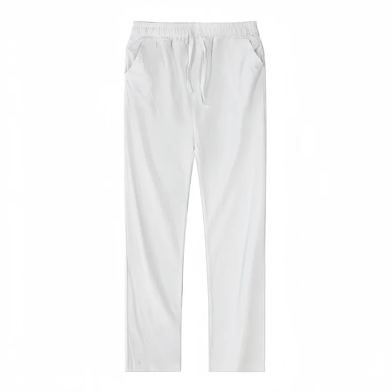 Men's Cotton Linen Pants Joggers Sweatpants Streetwear Breathable Solid Color Linen Trousers Vacation Summer Loose Pants S-5XL