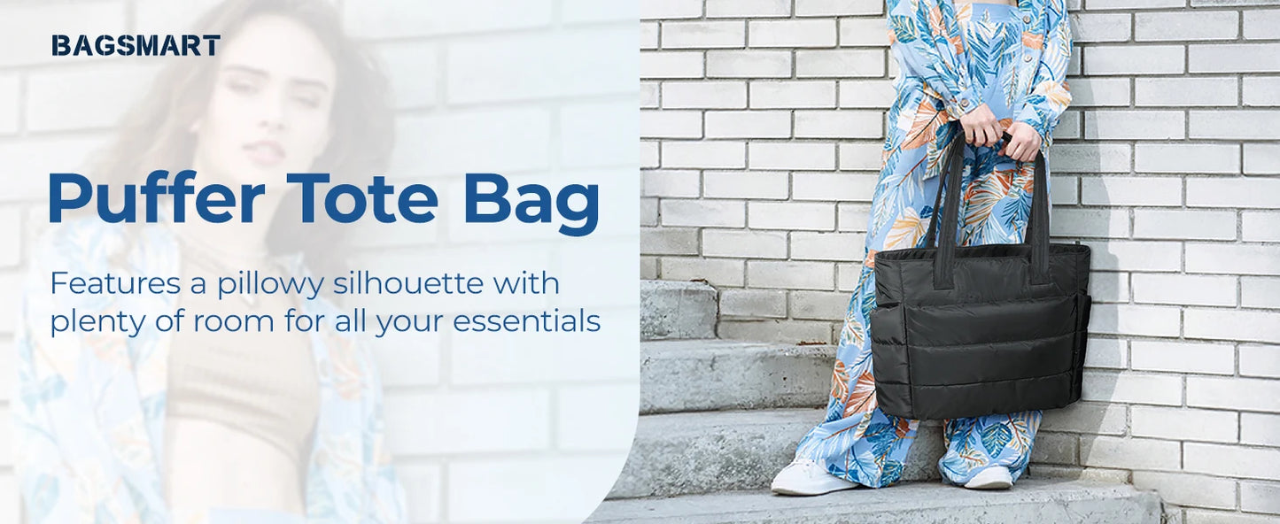 BAGSMART Women's Bag Solid Color Tote Bag Commuting College Padded Shoulder Bag Leisure Simple Female Handbags for Travel