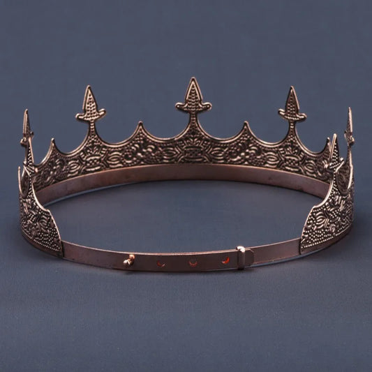 Royal Men's Round Crown Prince Crown Wedding Birthday Ball Party Halloween Decoration Bride Universal
