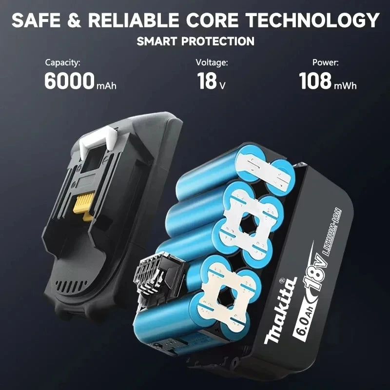 100% original Makita 18V 6.0Ah Rechargeable Battery ,For Makita BL1830 BL1830B BL1840 BL1840B BL1850 BL1850B Power Tools Battery