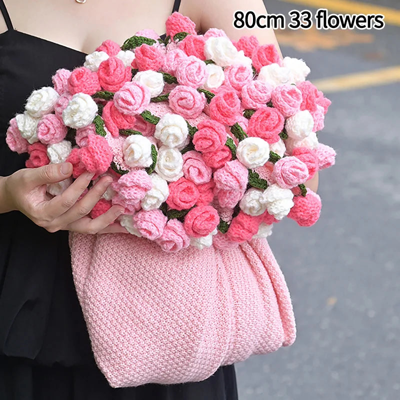 Rose Bouquet Blanket Hand Made Bouquet Nap Blankets Sofa Cover Finished Bouquet Blanket Couple Gift Home Supplies Manta de rosas