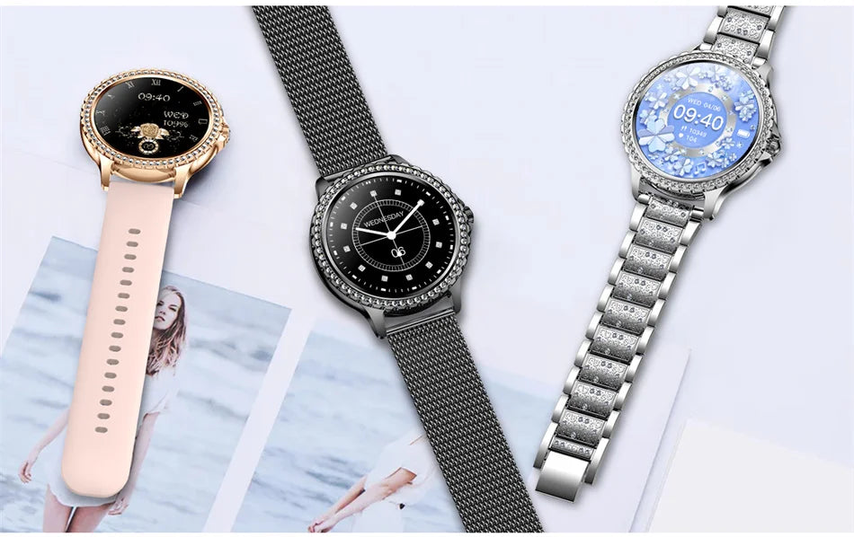 2025 New Fashion Women Smart Watch AMOLED HD Screen Sports Watch Health Heart Rate Voice Call Smart Watch For Android IOS
