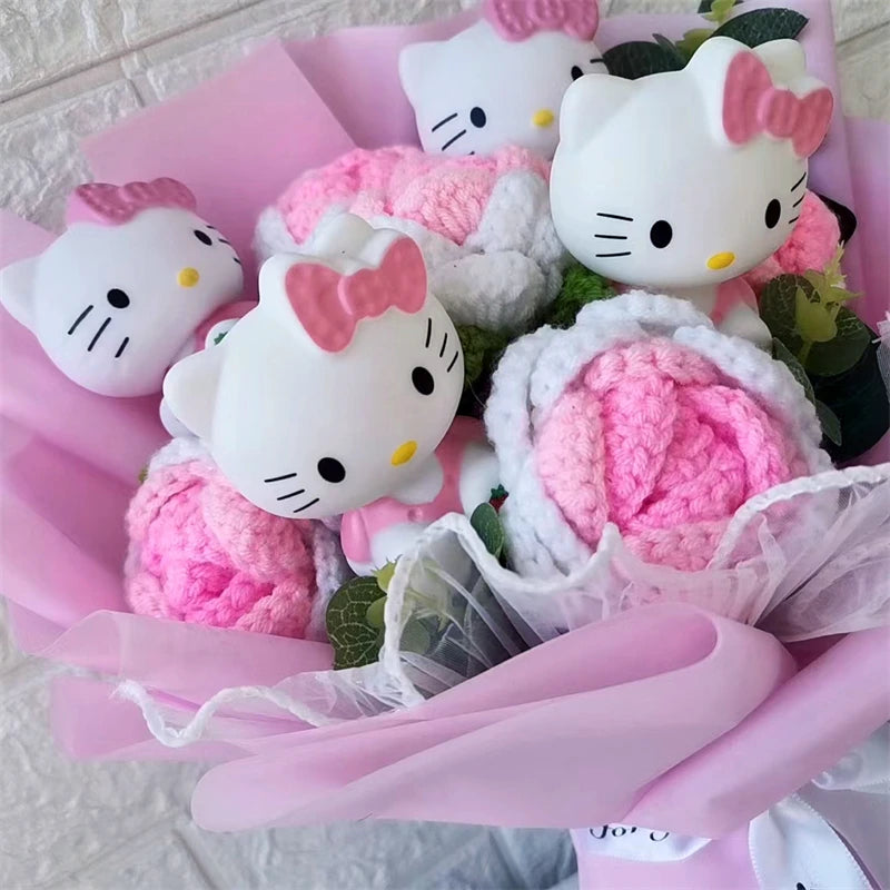 Hello Kitty Cartoon Plush Bouquet  Anime Rose Flowers Doll Home Wedding Decoration Christmas Valentine's Day Gift