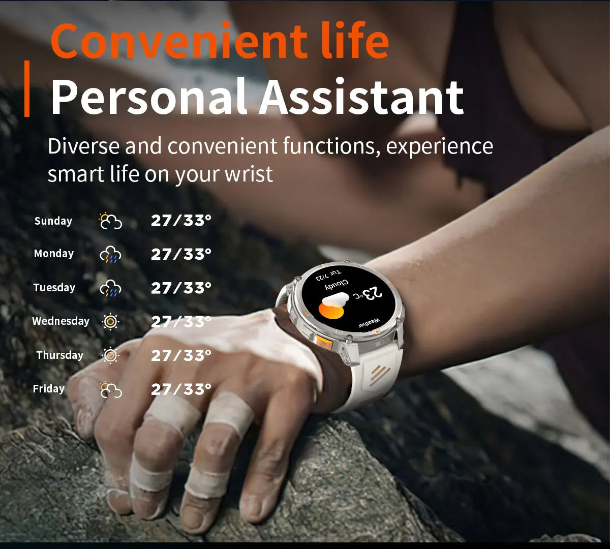 New T-Rex3 1100mAh Large Battery Durable Adult Smart Watch 1.7-inch GPS trackr Compass 5ATM Waterproof BT Call Sports Smartwatch