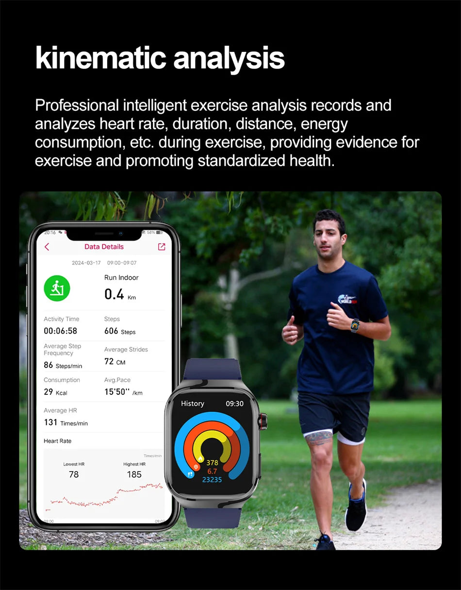 2025 New ECG+PPG Clock Smartwatch Men Uric Acid Blood Pressure Blood Oxygen Body Analysis Heart Health Monitor Smart Watch lady