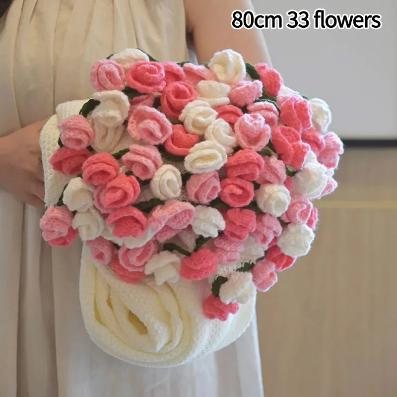 Rose Bouquet Blanket Hand Made Bouquet Nap Blankets Sofa Cover Finished Bouquet Blanket Couple Gift Home Supplies Manta de rosas