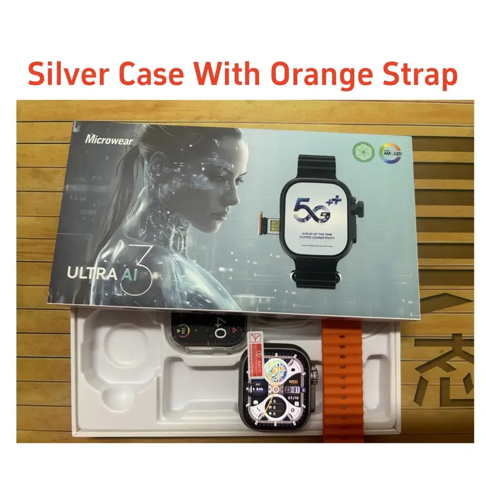 New Ultra Ai3 Smartwatch 4G Android Amoled HD Camera GPS WIFI Google Play Store App Download Game Bluetooth Smart Watch