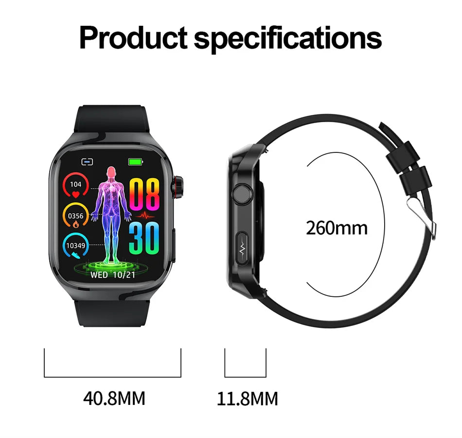 2025 New ECG+PPG Clock Smartwatch Men Uric Acid Blood Pressure Blood Oxygen Body Analysis Heart Health Monitor Smart Watch lady