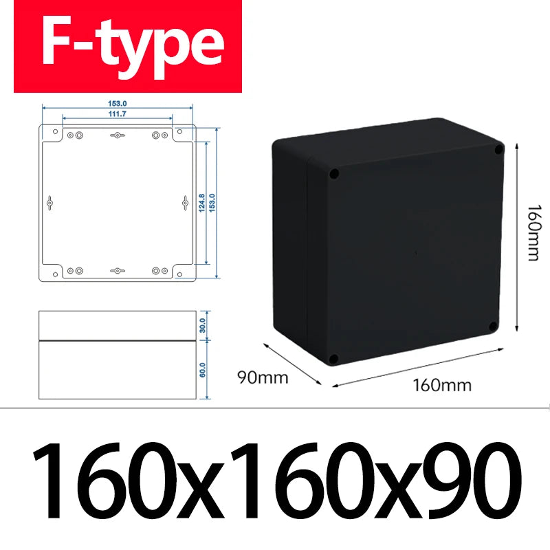 ABS Waterproof Box Housing Electronic Safe Case Plastic Boxes Black Wire Junction Box Plastic Organizer IP67 Waterproof Enclosur