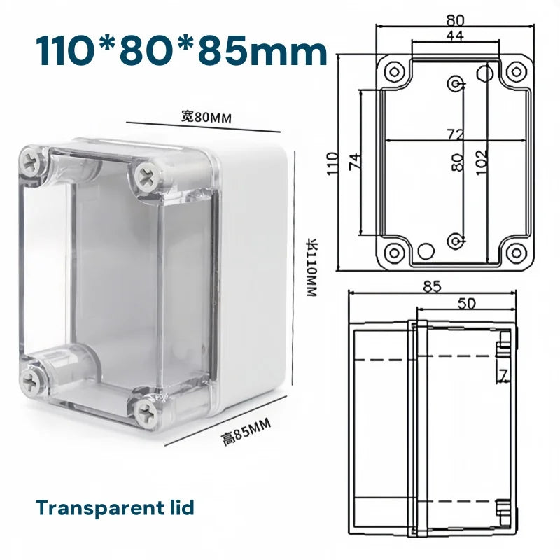 Transparent Waterproof Outdoor Enclosure Plastic Box Electronic Project Case Instrument Electrical Box IP68 Junction Box Housing