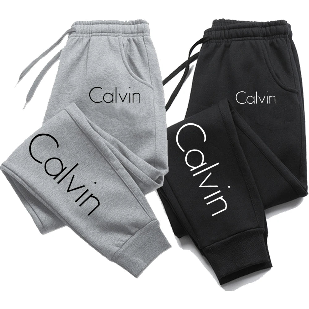 Casual printed sports running pants, autumn long pants, fitness solid color sports pants, men's and women's sportswear