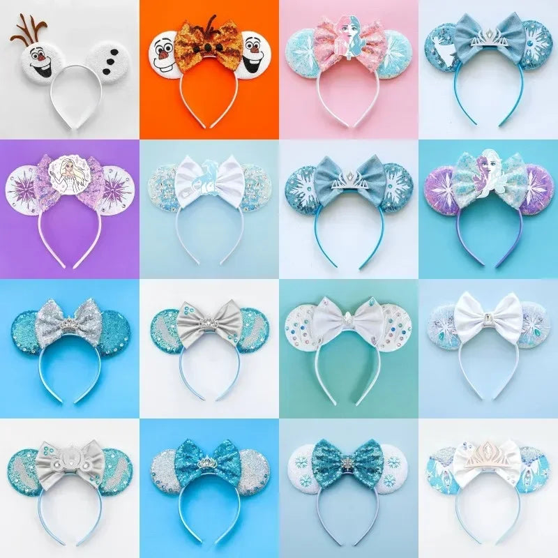 Disney Mickey Mouse Hairbands Frozen Ear Headband for Adults Anna Elsa Snowman Olaf Headwear Women Kids Girls Hair Accessories