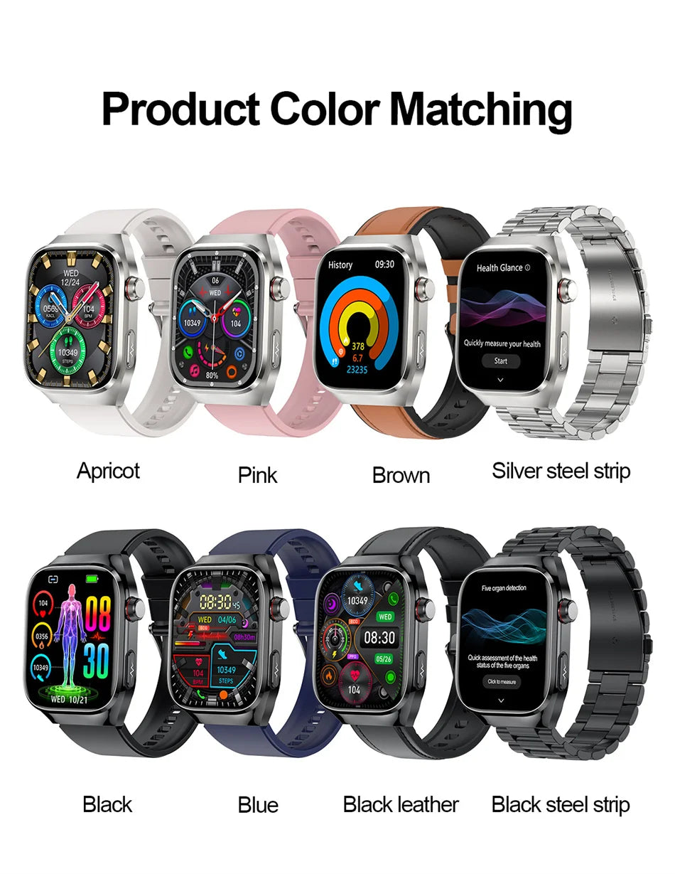 2025 New ECG+PPG Clock Smartwatch Men Uric Acid Blood Pressure Blood Oxygen Body Analysis Heart Health Monitor Smart Watch lady